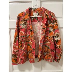 Women's Susan Bristol XL Colorful Paisley Button Beaded Jacket Top
